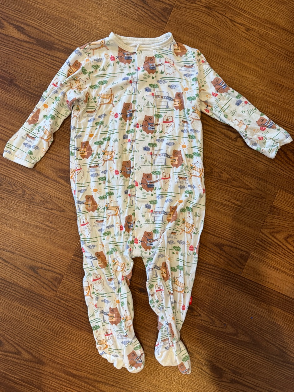 Magnetic Me Modal Footie With Bear Picnic Print
